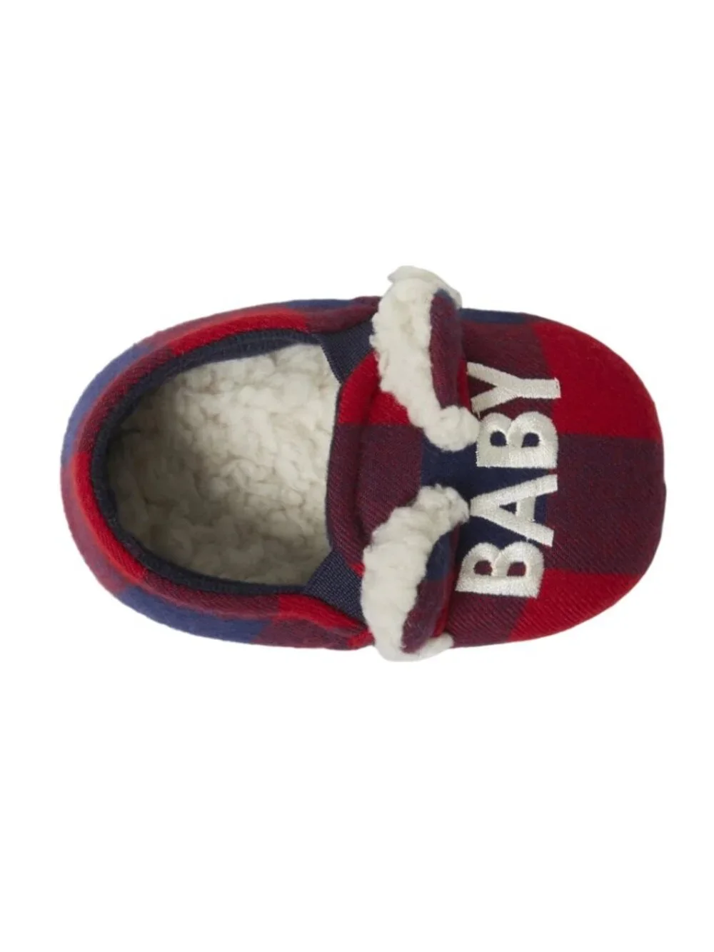 Dearfoams Cozy Comfort Baby Size 5-6 Slippers Baby Bear Plaid Flannel Lining